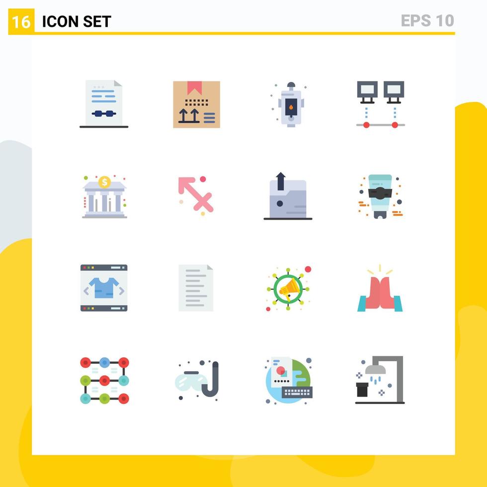 Group of 16 Modern Flat Colors Set for devices computers development fire design Editable Pack of Creative Vector Design Elements