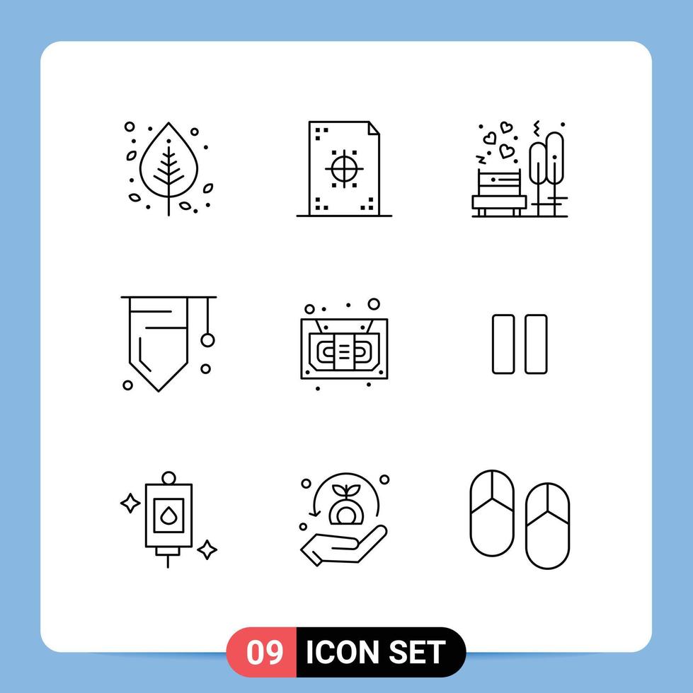 moderno conjunto de 9 9 contornos y símbolos tal como estudiar Insignia papel árbol banco editable vector diseño elementos