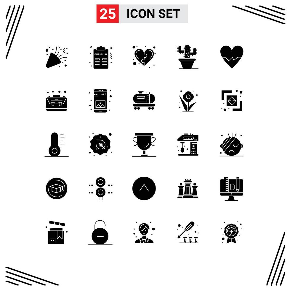 Mobile Interface Solid Glyph Set of 25 Pictograms of love plant development nature life Editable Vector Design Elements