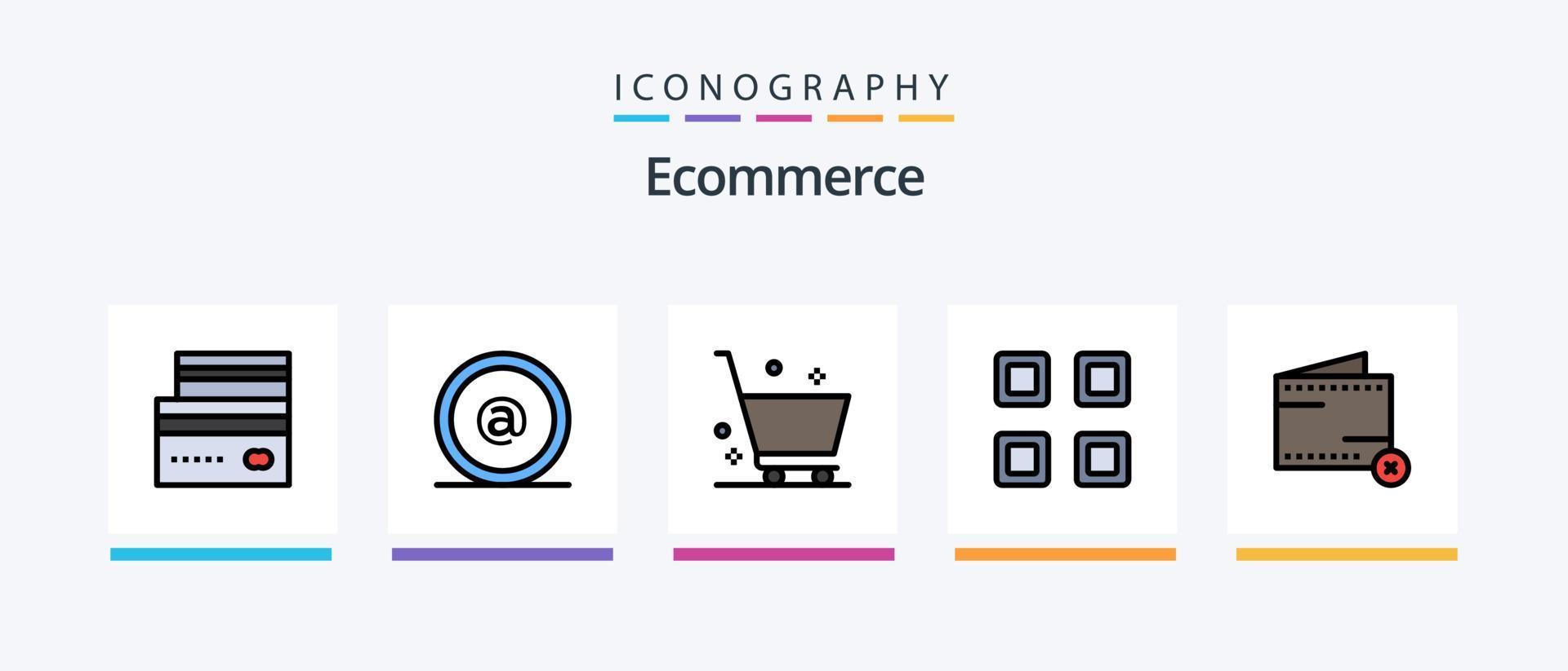 Ecommerce Line Filled 5 Icon Pack Including buy. page. no. layout. wallet. Creative Icons Design vector