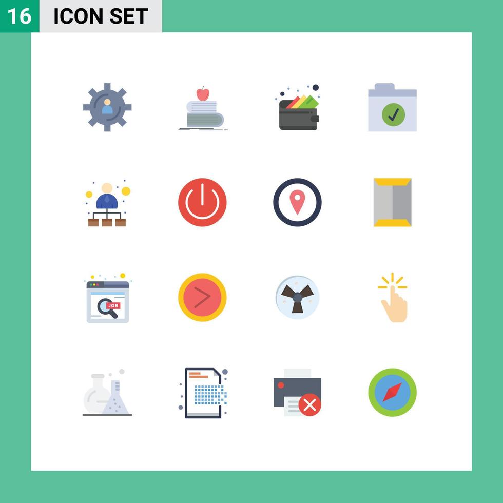 16 Flat Color concept for Websites Mobile and Apps hierarchical structure selected books folder wallet Editable Pack of Creative Vector Design Elements