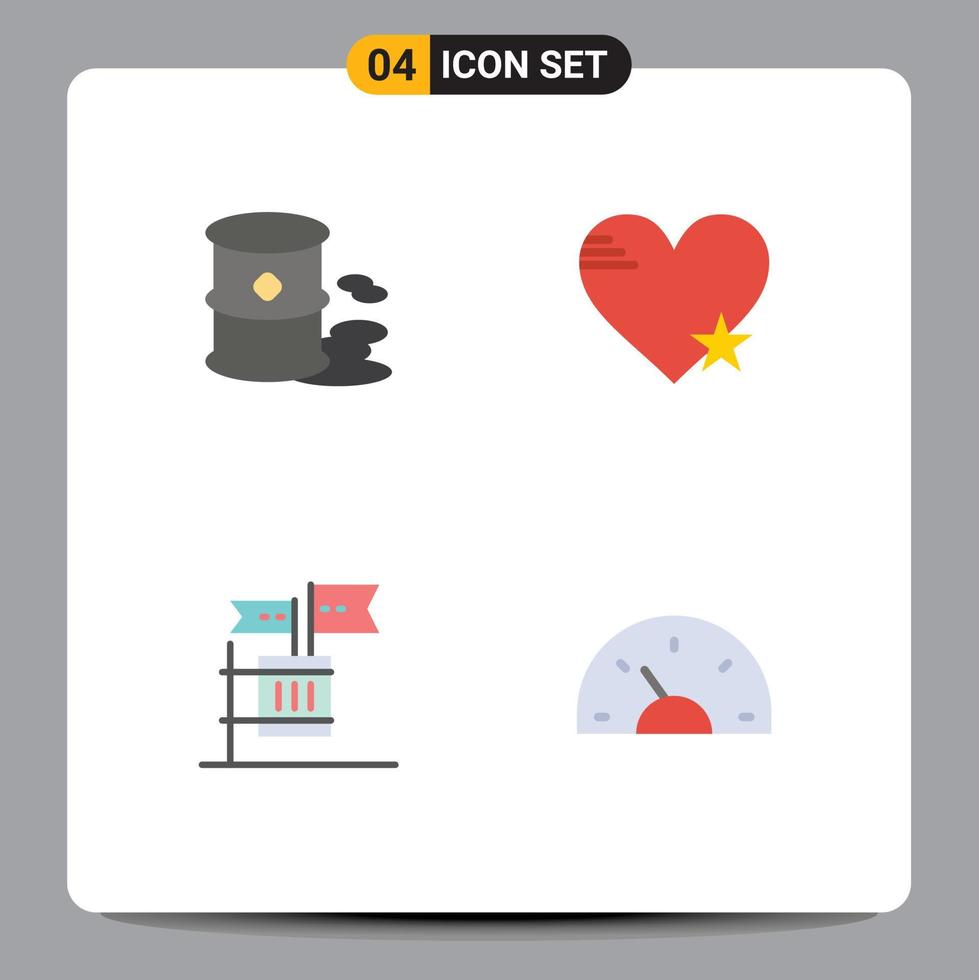 Mobile Interface Flat Icon Set of 4 Pictograms of barrels ballot pollution love election Editable Vector Design Elements