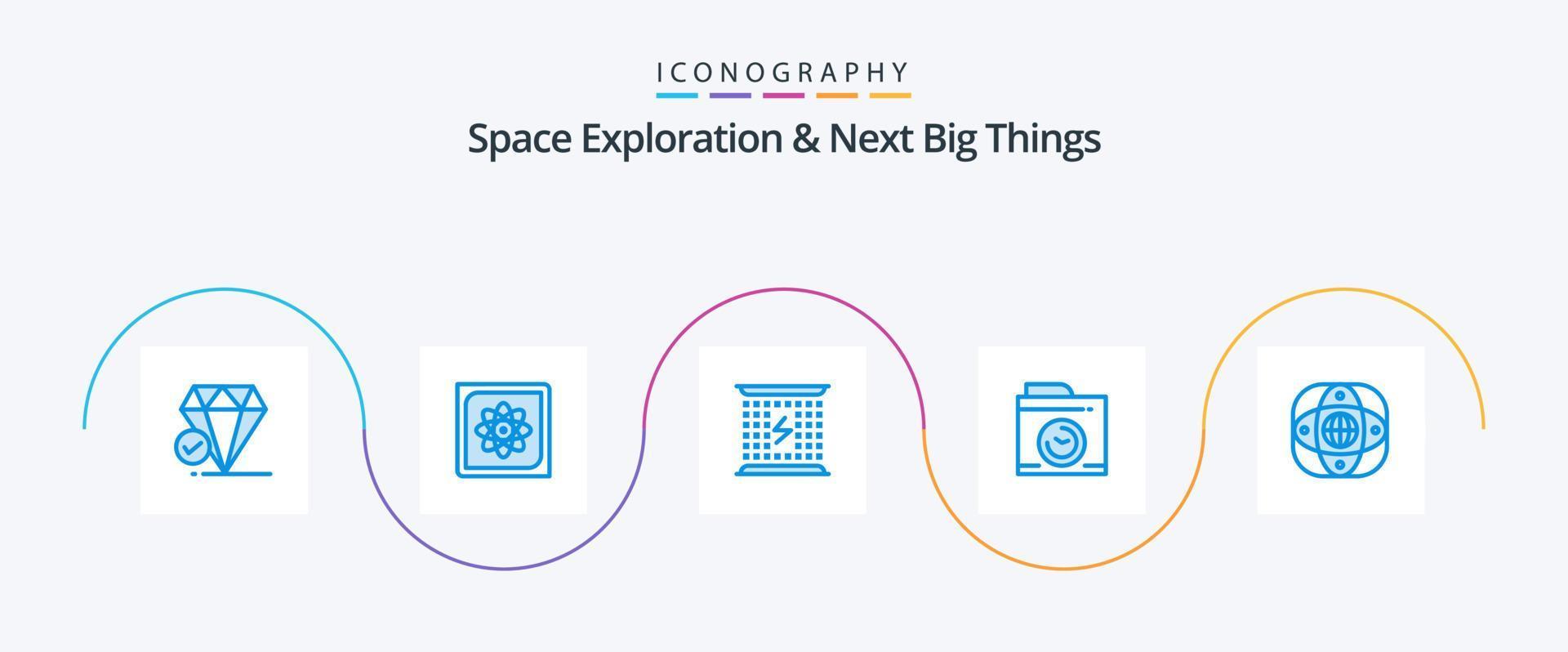 Space Exploration And Next Big Things Blue 5 Icon Pack Including artificial. image. future. camera. electromagnetic vector