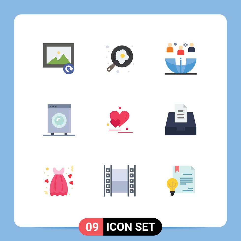 Pack of 9 Modern Flat Colors Signs and Symbols for Web Print Media such as heart equipment global electronic devices Editable Vector Design Elements