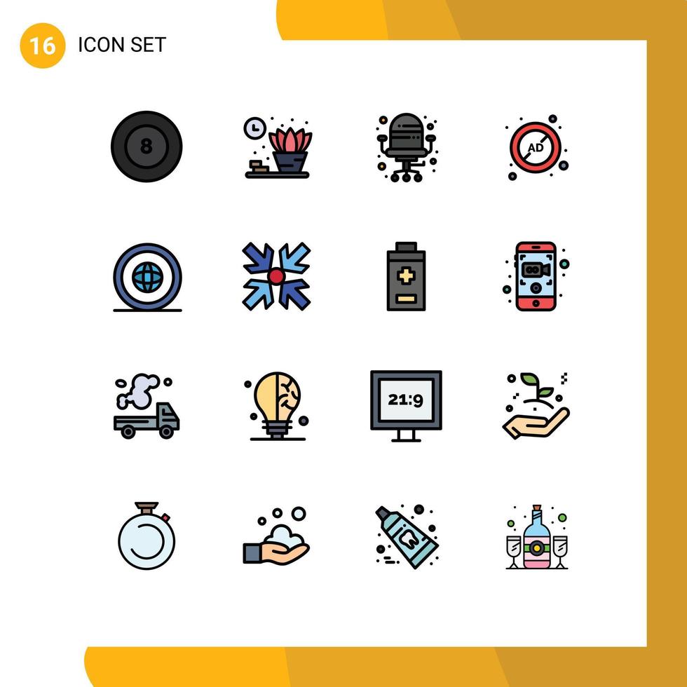Mobile Interface Flat Color Filled Line Set of 16 Pictograms of international global seat country block Editable Creative Vector Design Elements