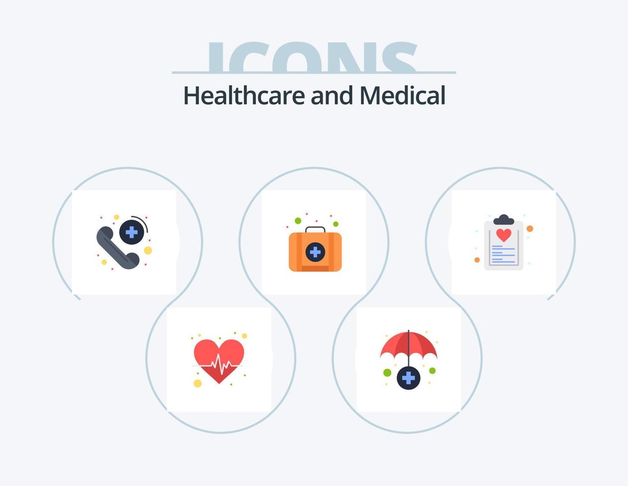 Medical Flat Icon Pack 5 Icon Design. list. diet. emergency. check list. kit vector