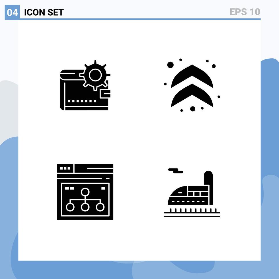 4 Creative Icons Modern Signs and Symbols of wallet up money making page Editable Vector Design Elements