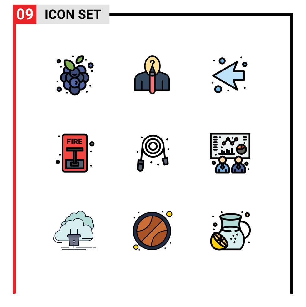 Stock Vector Icon Pack of 9 Line Signs and Symbols for mechanical fire creative evacuate emergency Editable Vector Design Elements
