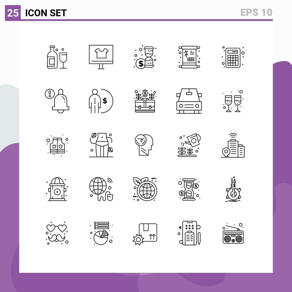 25 Creative Icons Modern Signs and Symbols of calculator sign e new year chinese Editable Vector Design Elements