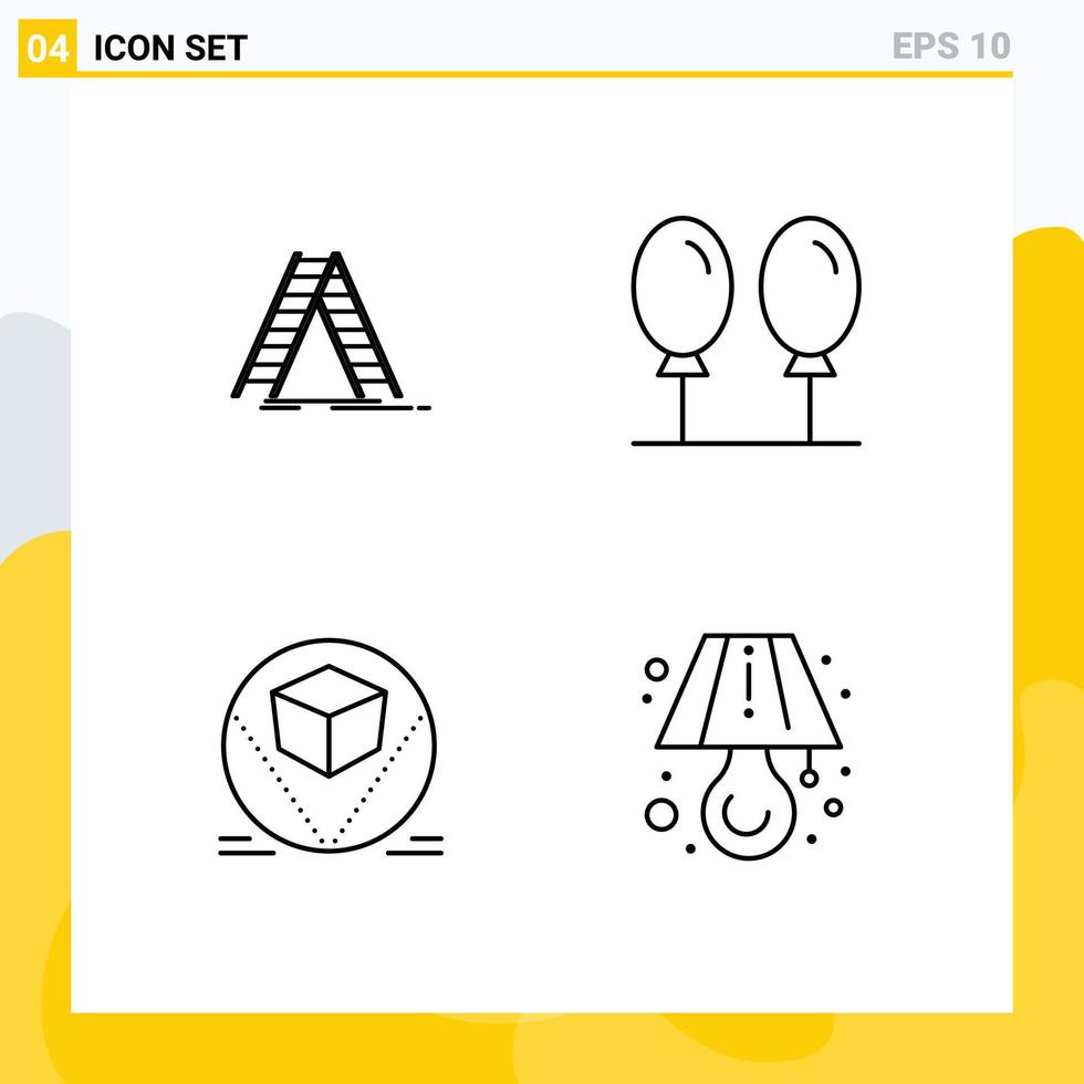 Set of 4 Commercial Filledline Flat Colors pack for ladder store repair fly lamp Editable Vector Design Elements
