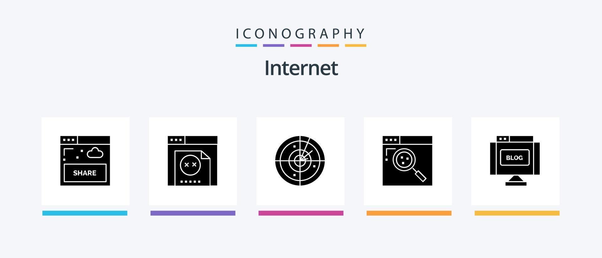 Internet Glyph 5 Icon Pack Including internet. blog. radar. web. internet. Creative Icons Design vector