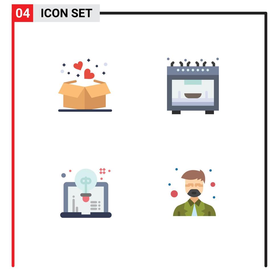 4 Universal Flat Icons Set for Web and Mobile Applications gift computer muslim microwave idea Editable Vector Design Elements