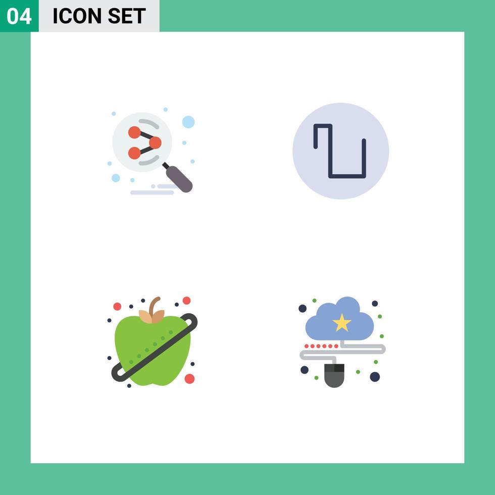 Pack of 4 Modern Flat Icons Signs and Symbols for Web Print Media such as network healthy search engine wave cloud Editable Vector Design Elements