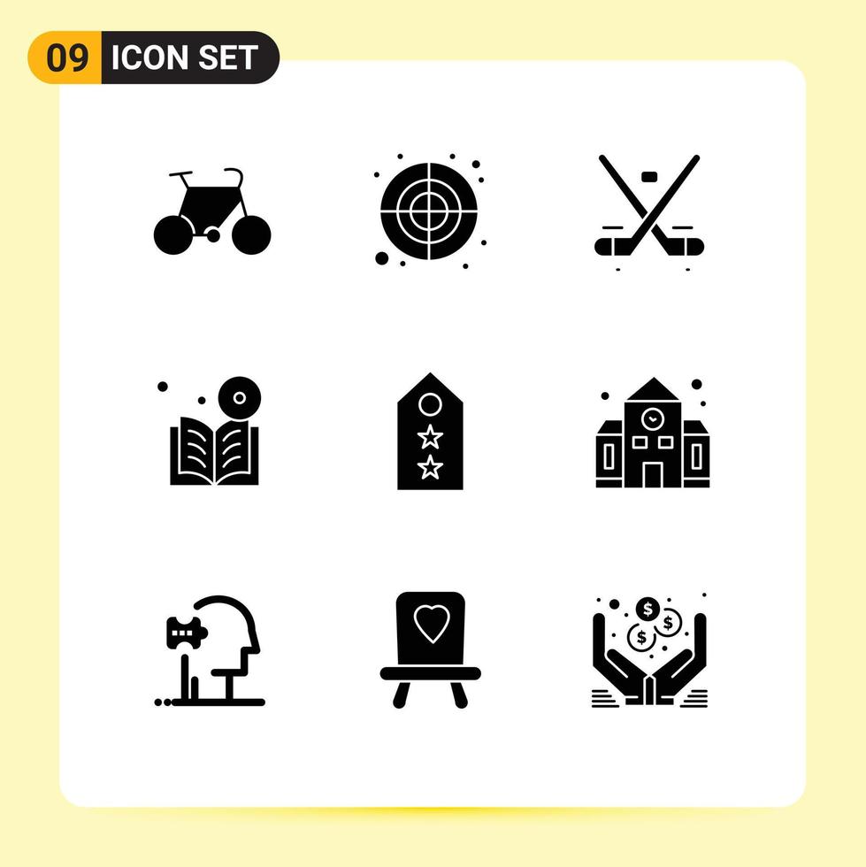 Set of 9 Modern UI Icons Symbols Signs for course learning canada dvd olympics Editable Vector Design Elements