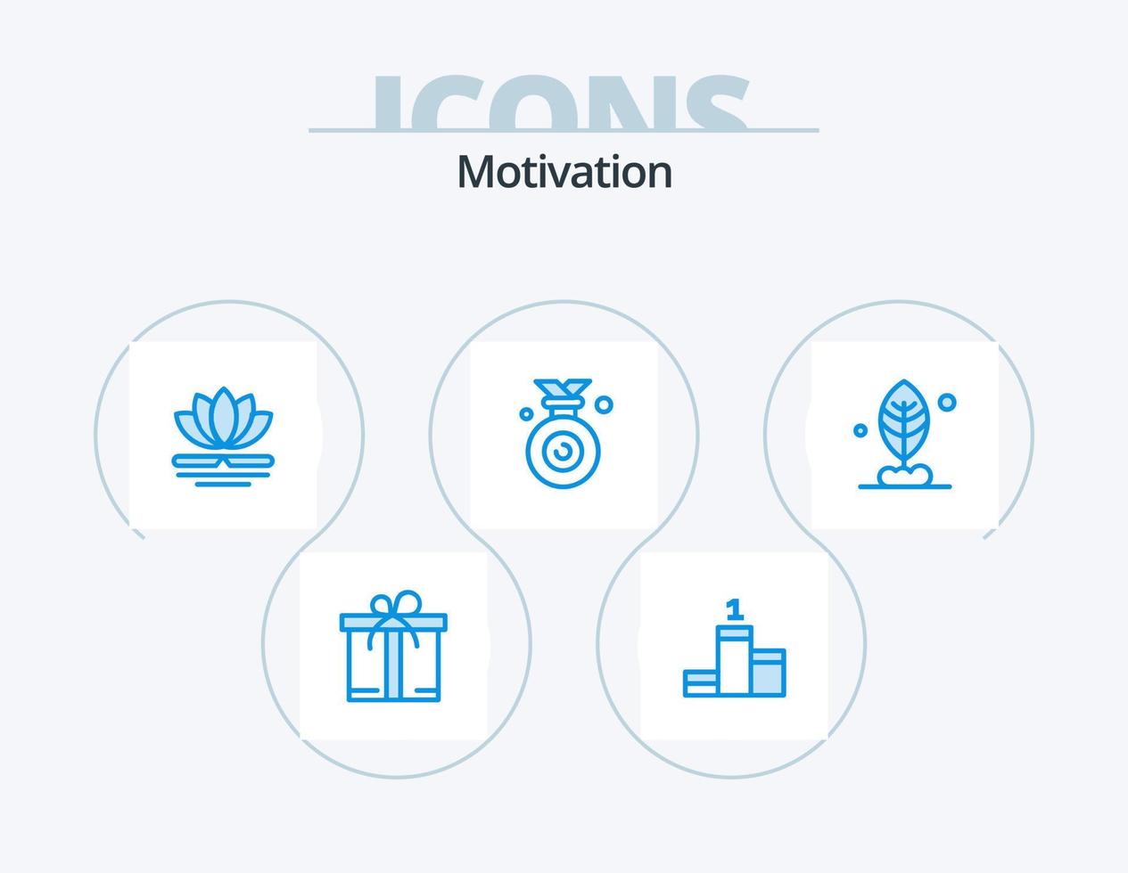motivación azul icono paquete 5 5 icono diseño. . planta. masaje. hoja. ganador vector