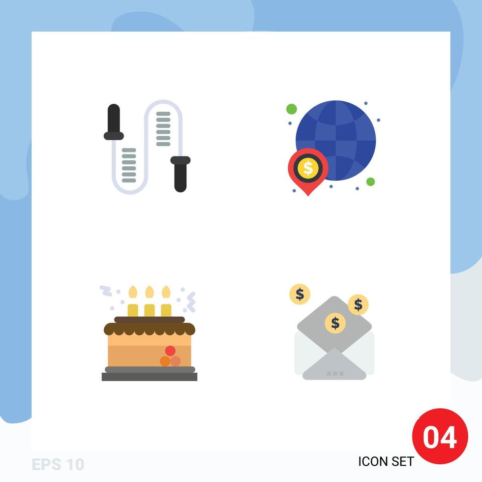 4 Flat Icon concept for Websites Mobile and Apps jumping world skipping finance cake Editable Vector Design Elements