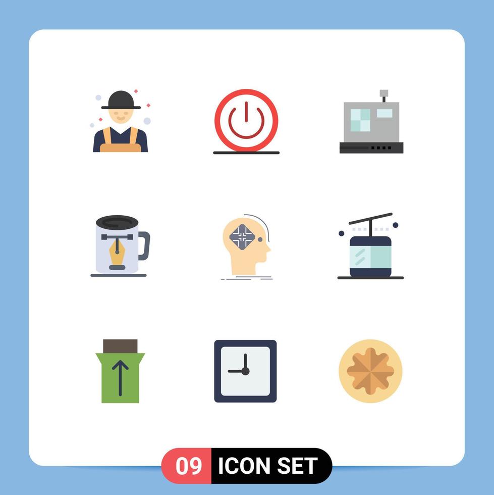 Modern Set of 9 Flat Colors and symbols such as advanced design ui drawing coffee Editable Vector Design Elements