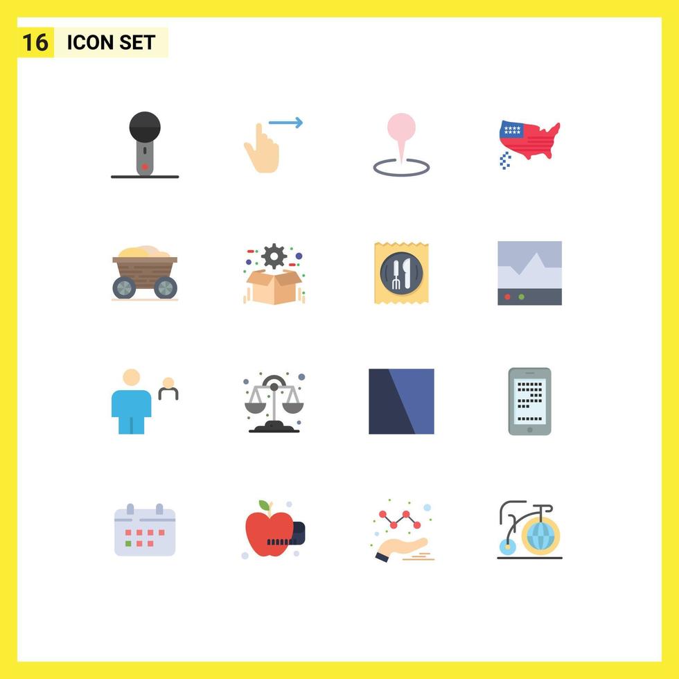 Set of 16 Modern UI Icons Symbols Signs for usa map slide american marker Editable Pack of Creative Vector Design Elements