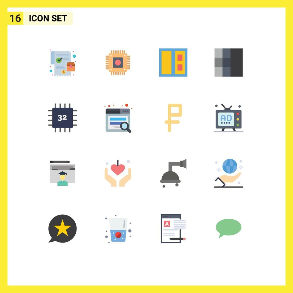 Set of 16 Commercial Flat Colors pack for hardware devices building computers wireframe Editable Pack of Creative Vector Design Elements