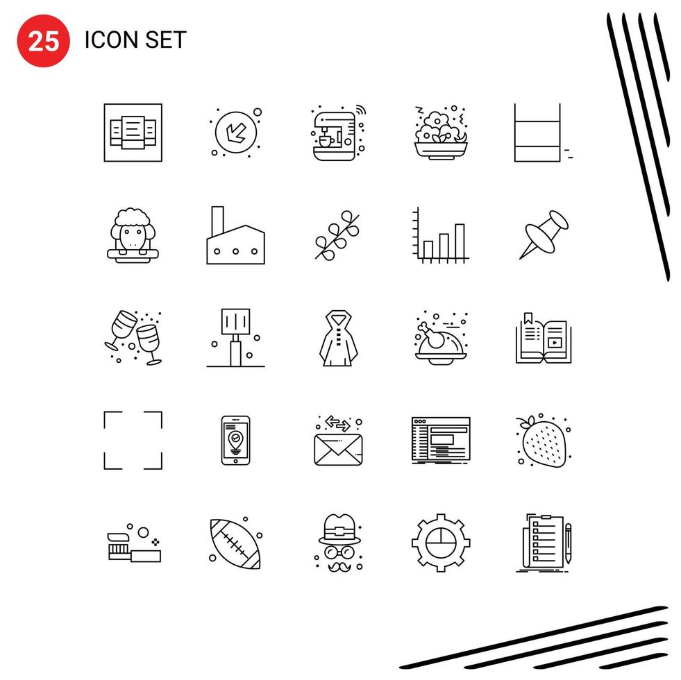Universal Icon Symbols Group of 25 Modern Lines of ring game internet nugget food Editable Vector Design Elements
