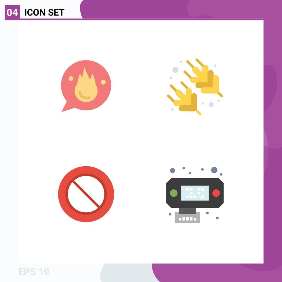 Universal Icon Symbols Group of 4 Modern Flat Icons of chat cancel motivation supermarket connection Editable Vector Design Elements