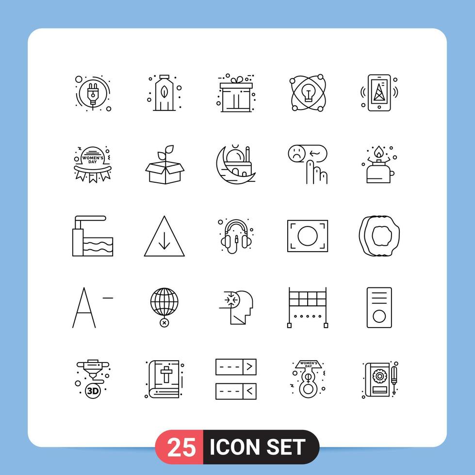 25 Universal Lines Set for Web and Mobile Applications day router gift iot drawing Editable Vector Design Elements