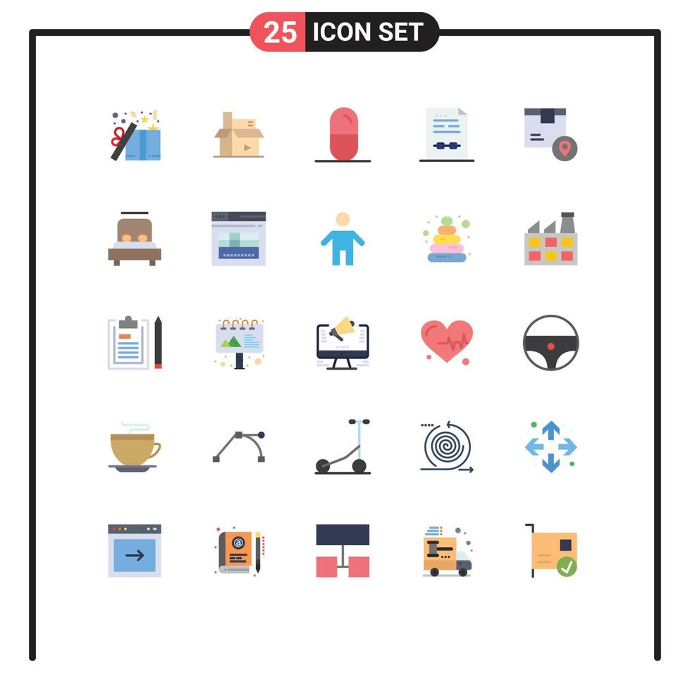 Mobile Interface Flat Color Set of 25 Pictograms of contract business media agreement sport Editable Vector Design Elements