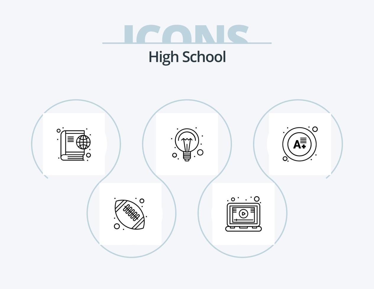 High School Line Icon Pack 5 Icon Design. moleskin. survey. alarm. questionnaire. laptop vector