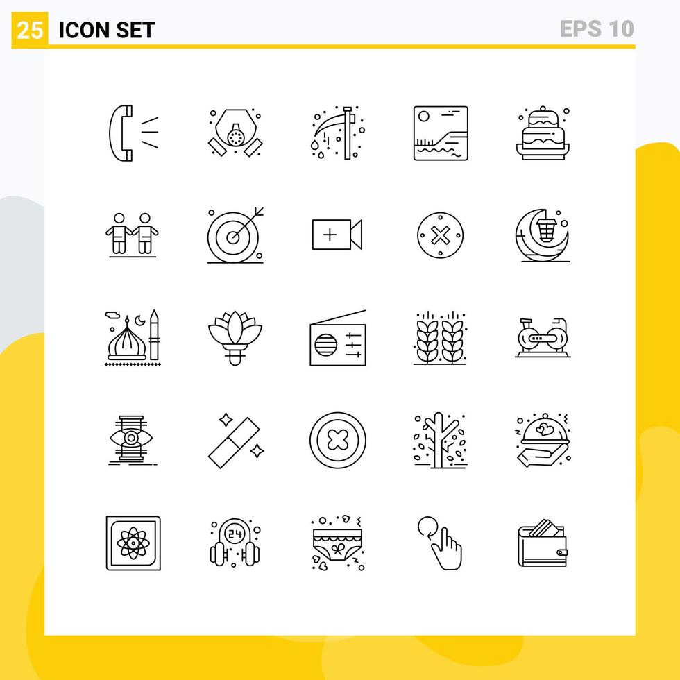 Set of 25 Modern UI Icons Symbols Signs for cake canada axe picture scary Editable Vector Design Elements