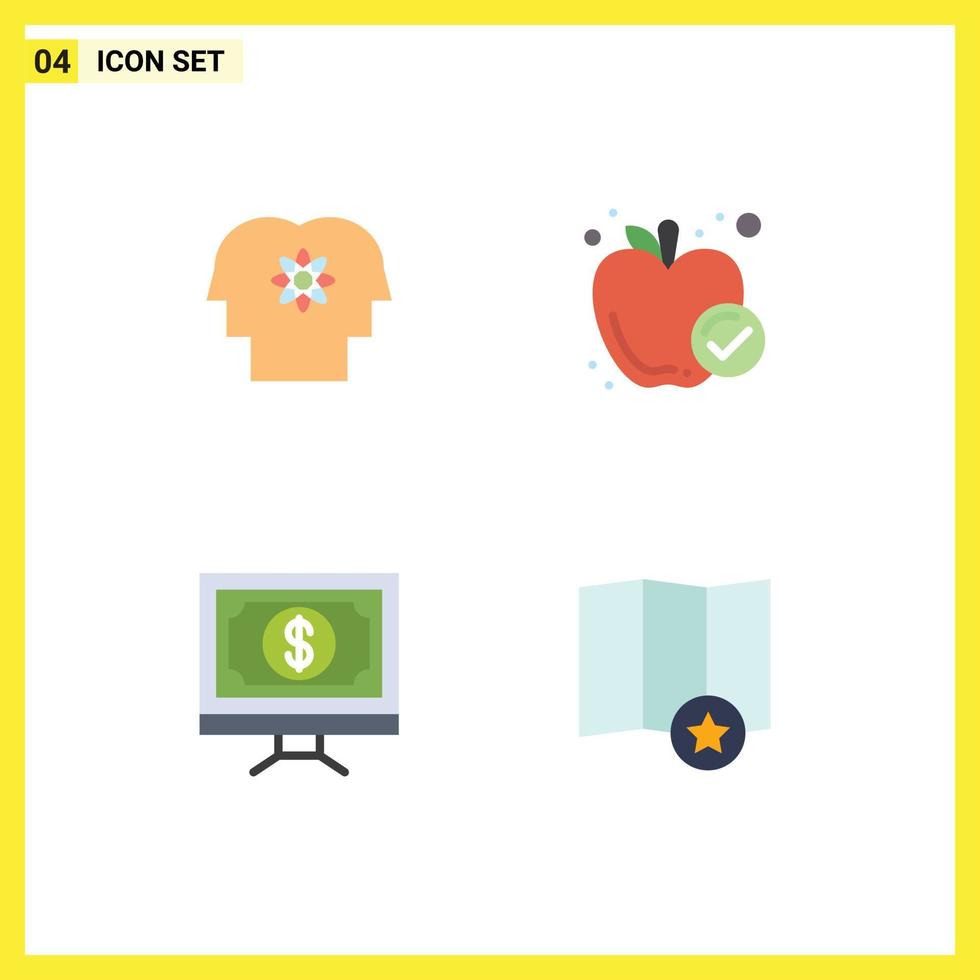 4 Creative Icons Modern Signs and Symbols of talent bank management food finance Editable Vector Design Elements