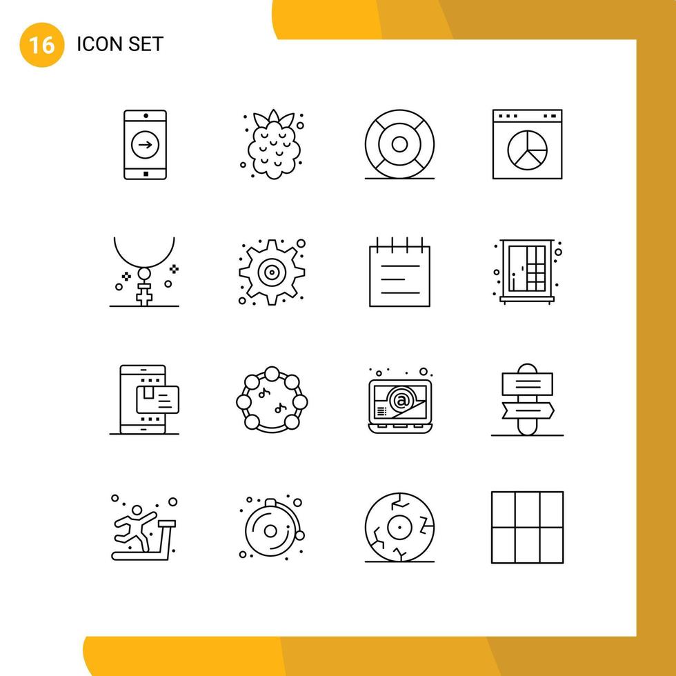 Set of 16 Modern UI Icons Symbols Signs for cross presentation basic internet ux Editable Vector Design Elements