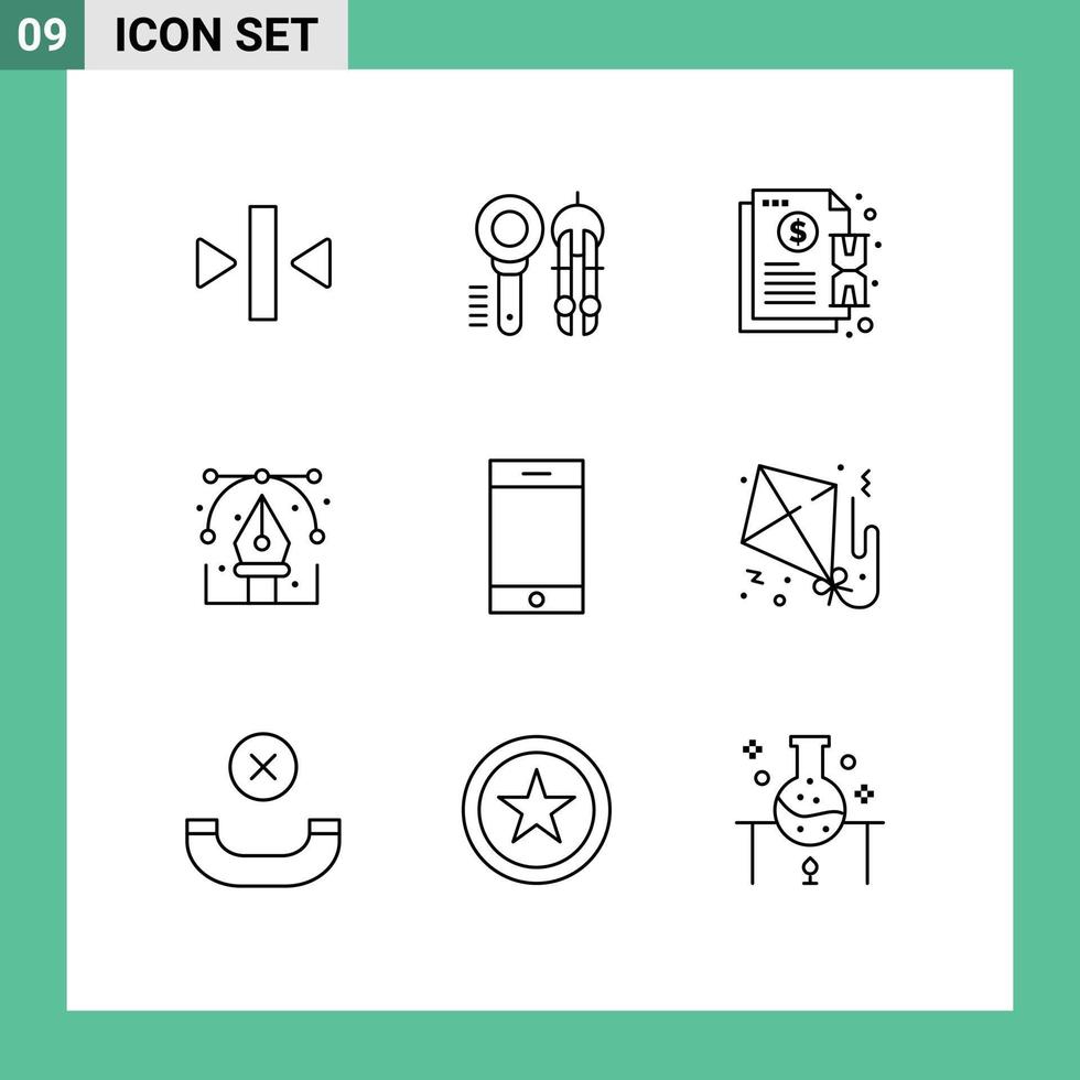 9 Creative Icons Modern Signs and Symbols of graphic design geometry creative notification Editable Vector Design Elements