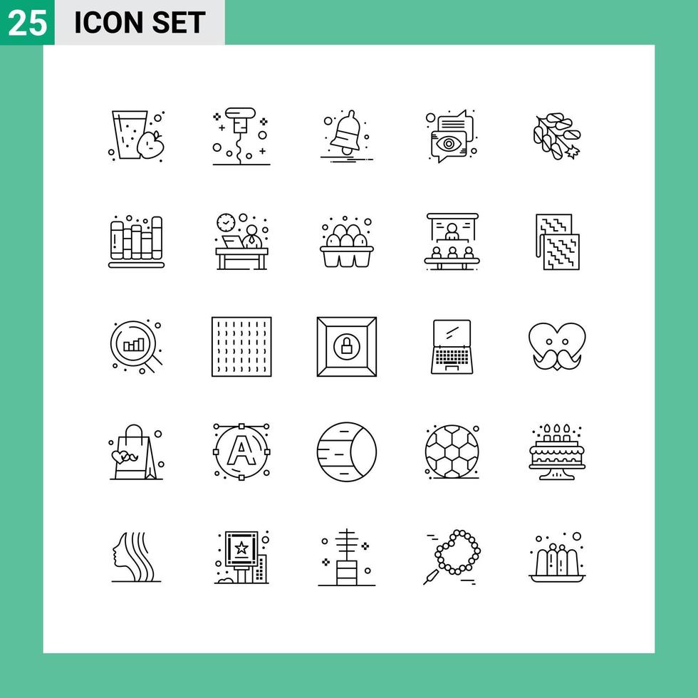 Set of 25 Modern UI Icons Symbols Signs for firework eye bell communication bubble Editable Vector Design Elements