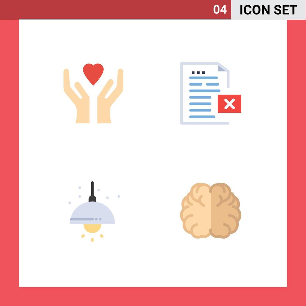 4 Flat Icon concept for Websites Mobile and Apps care living data file light Editable Vector Design Elements