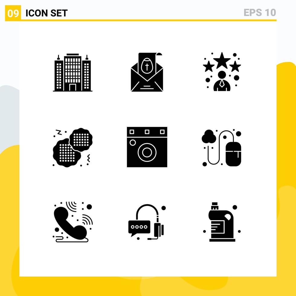 User Interface Pack of 9 Basic Solid Glyphs of wardrobe furniture avatar fast biscuit Editable Vector Design Elements