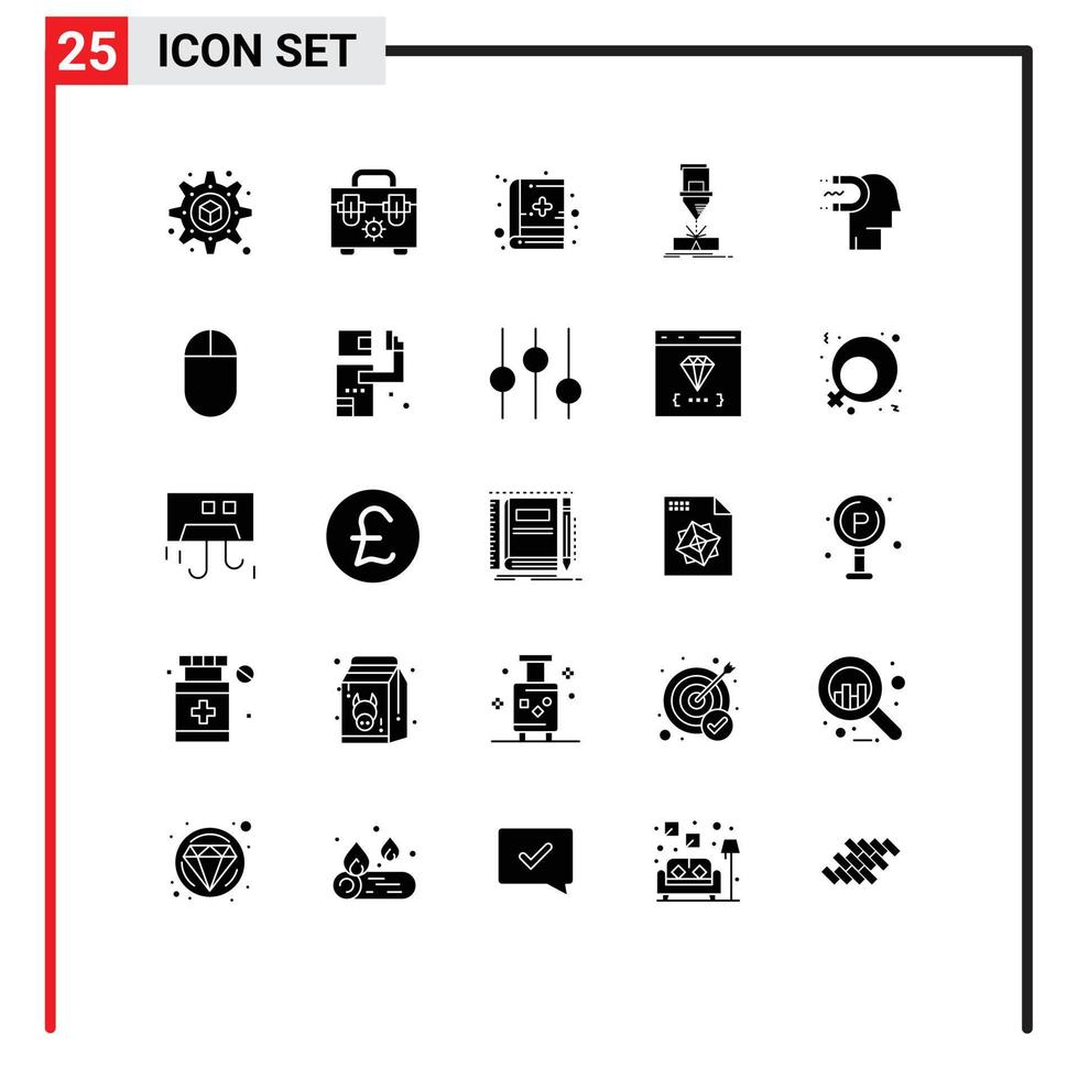 Set of 25 Modern UI Icons Symbols Signs for lead human cutting engagement steel Editable Vector Design Elements