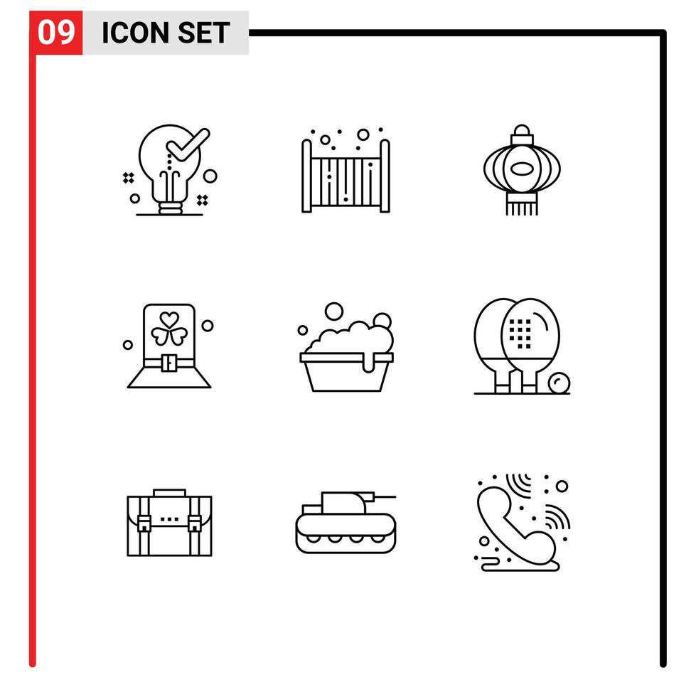 9 Universal Outlines Set for Web and Mobile Applications patrick green sleep day chinese Editable Vector Design Elements