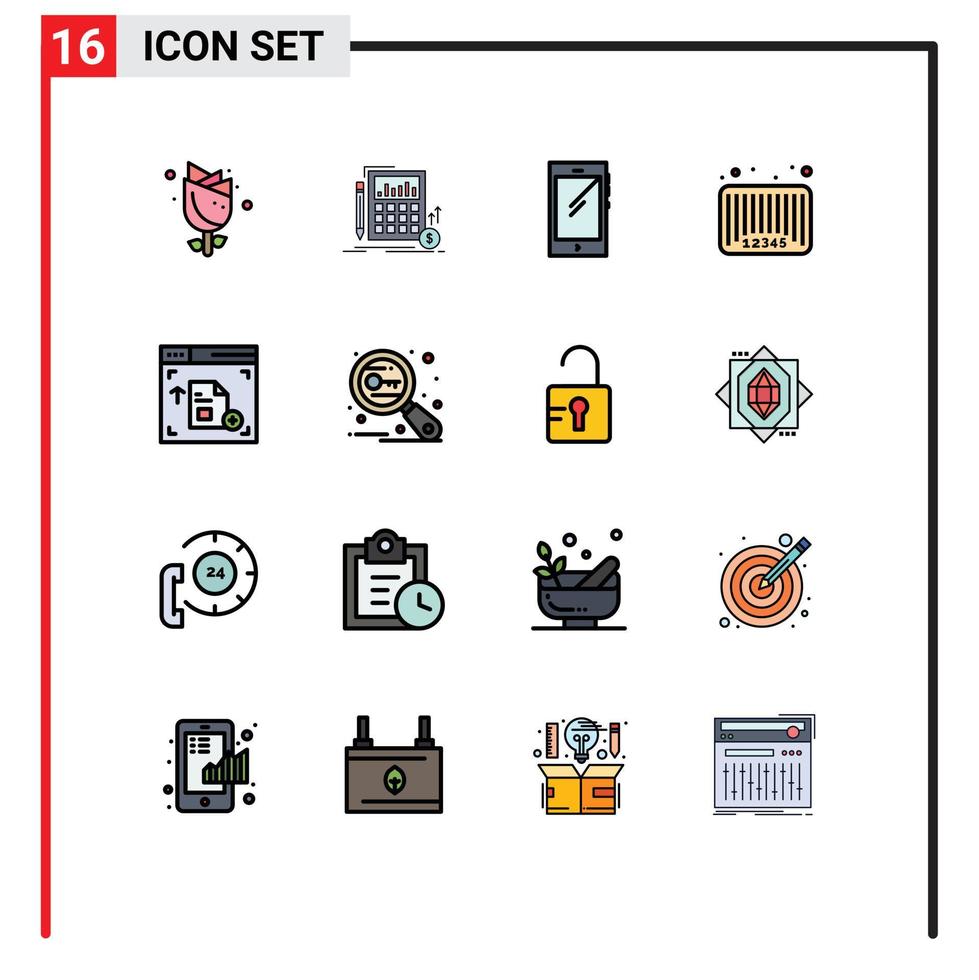 16 Creative Icons Modern Signs and Symbols of barcode bar market sale android Editable Creative Vector Design Elements