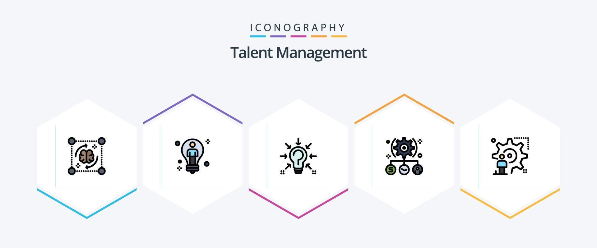 Talent Management 25 FilledLine icon pack including user. task. man. suggestion. idea vector