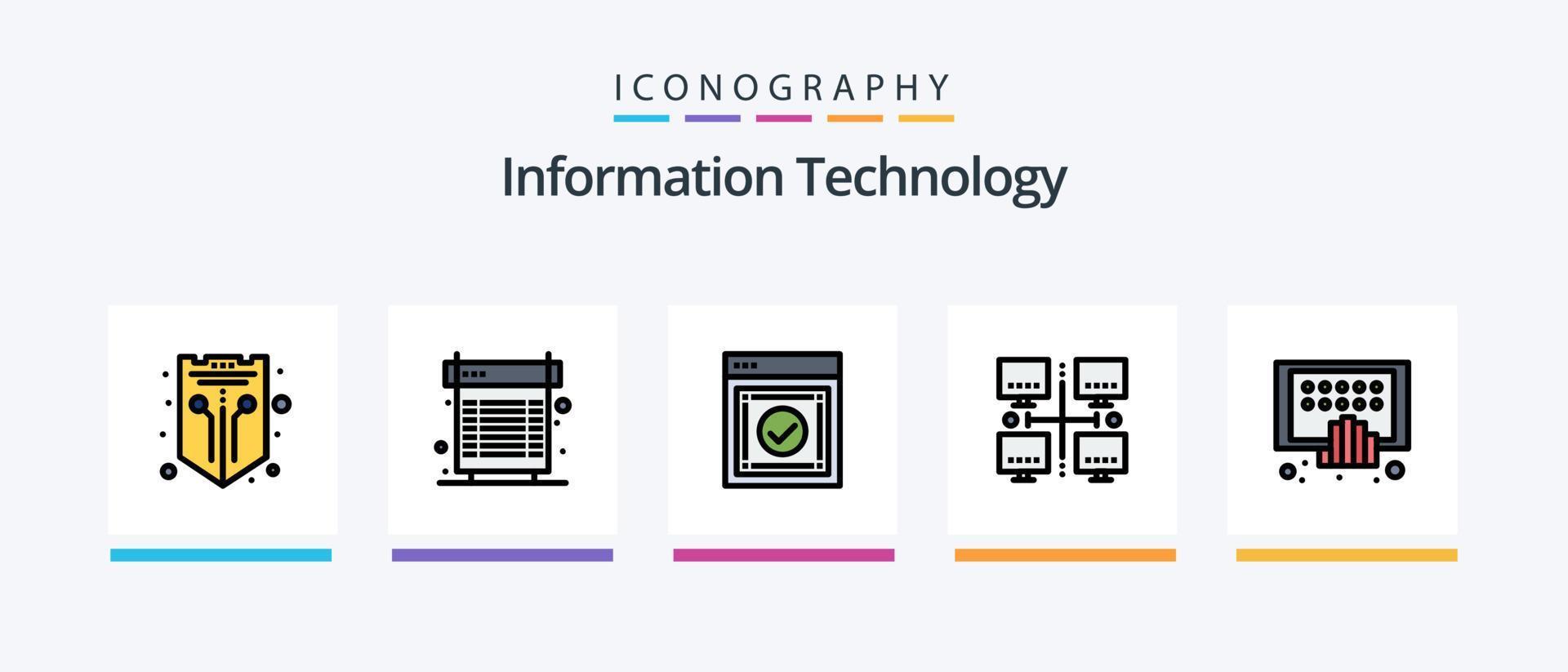 Information Technology Line Filled 5 Icon Pack Including inbox. app. smart. router. network. Creative Icons Design vector