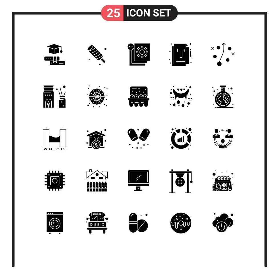 pictograma conjunto de 25 sencillo sólido glifos de administración administración codificación archivo programación editable vector diseño elementos