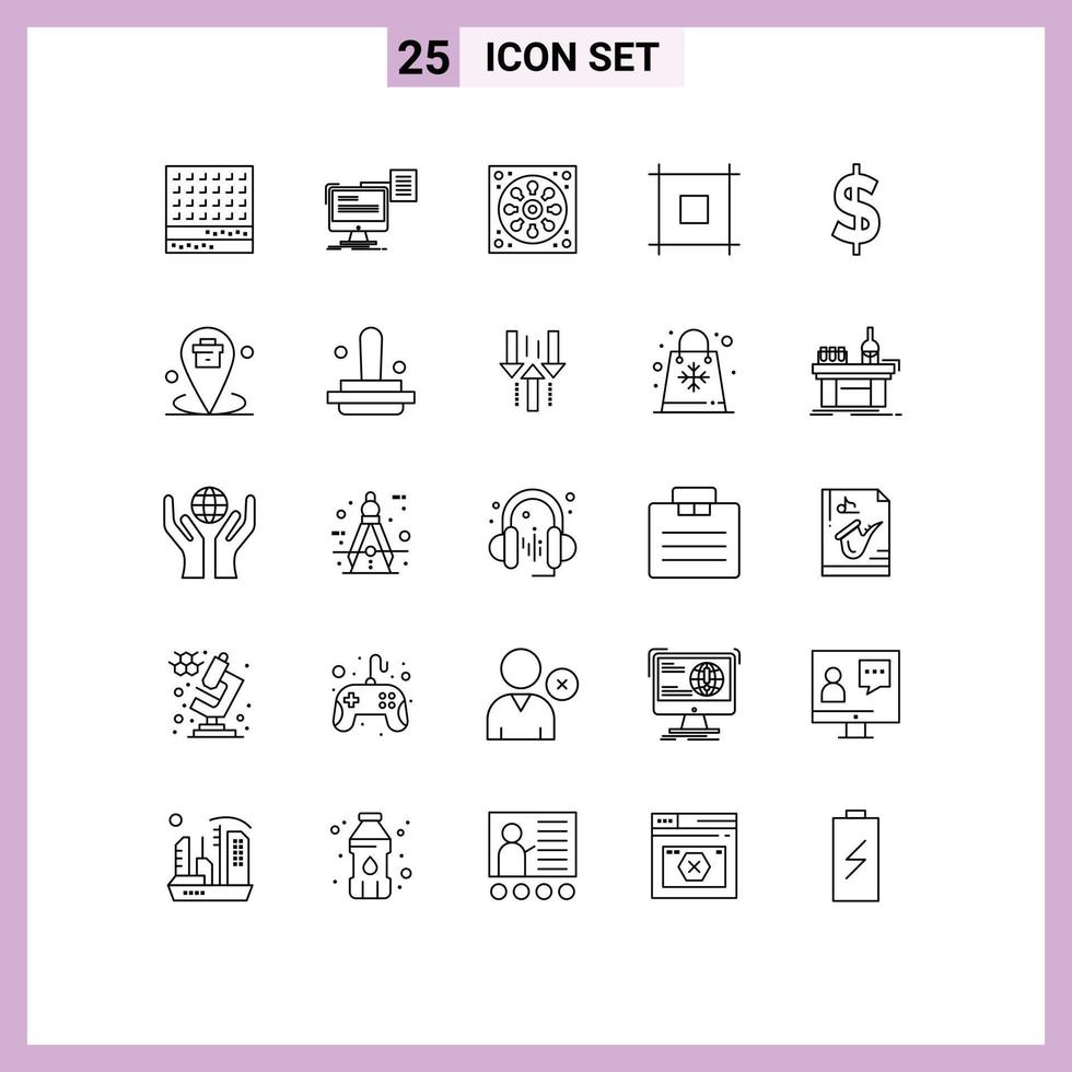 Editable Vector Line Pack of 25 Simple Lines of currency page cv layout hole Editable Vector Design Elements