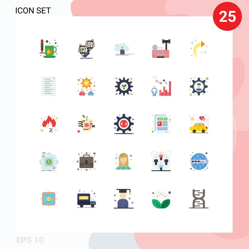 25 Thematic Vector Flat Colors and Editable Symbols of internet copyright placement computing save Editable Vector Design Elements