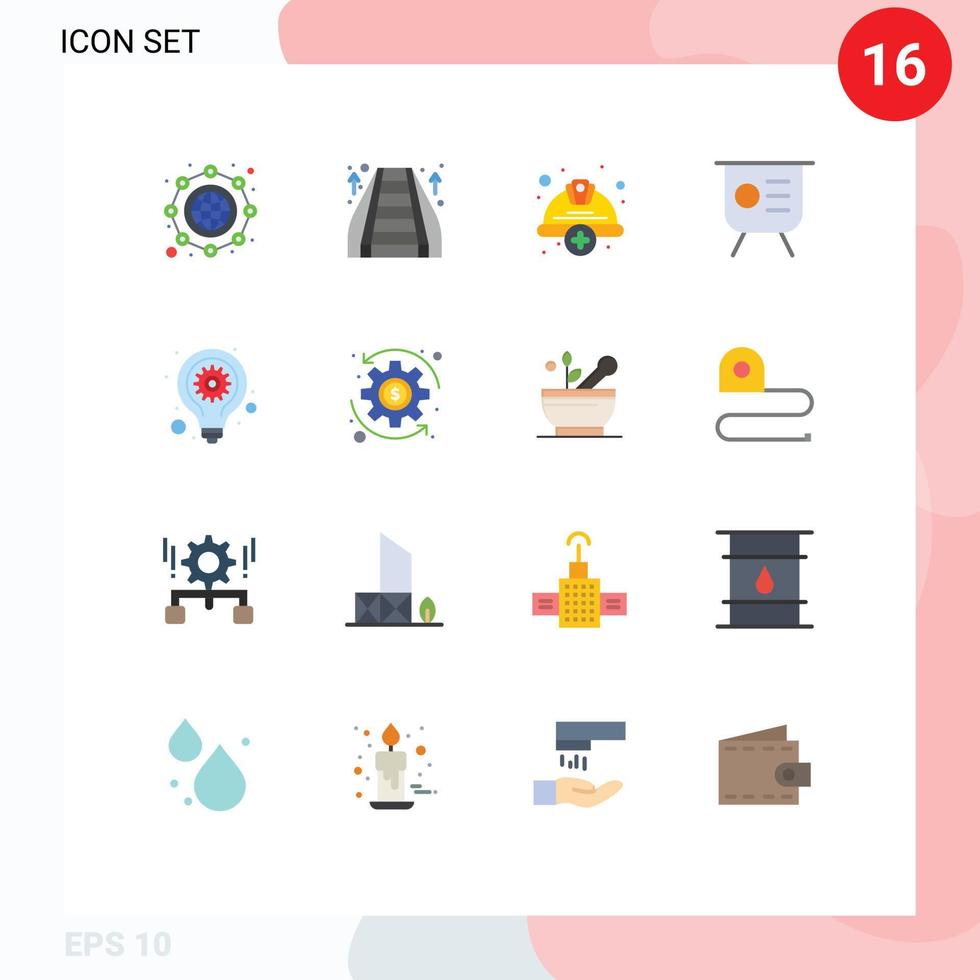 16 Flat Color concept for Websites Mobile and Apps presentation keynote add graph labour Editable Pack of Creative Vector Design Elements