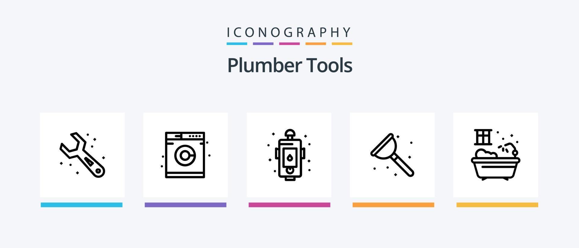 Plumber Line 5 Icon Pack Including hose. kitchen. water. garbage. system. Creative Icons Design vector