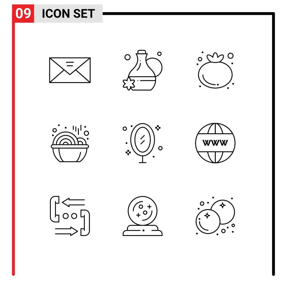 Set of 9 Modern UI Icons Symbols Signs for mirror furniture food year new Editable Vector Design Elements