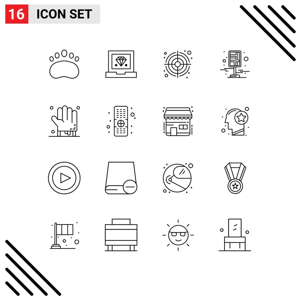 Set of 16 Commercial Outlines pack for bloody pin programming map city Editable Vector Design Elements