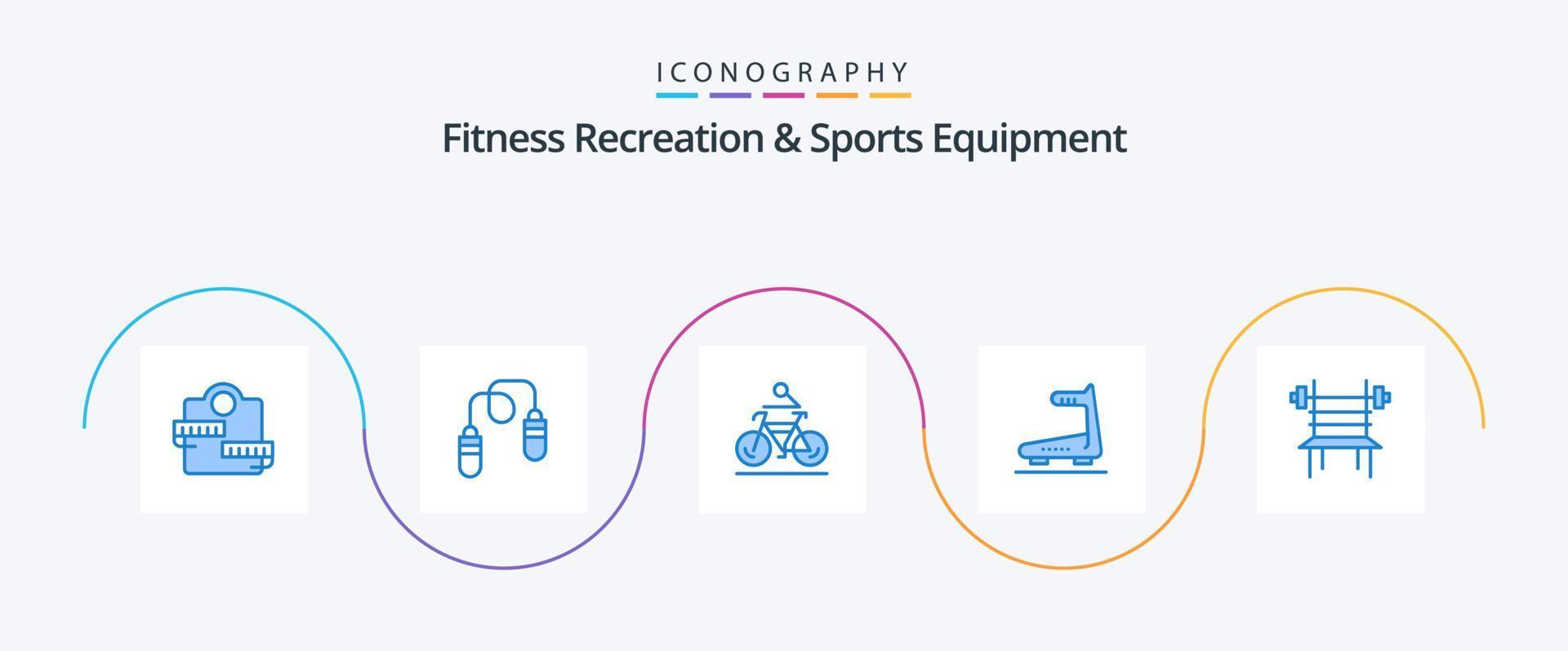 Fitness Recreation And Sports Equipment Blue 5 Icon Pack Including balance. track. activity. running. cycling vector