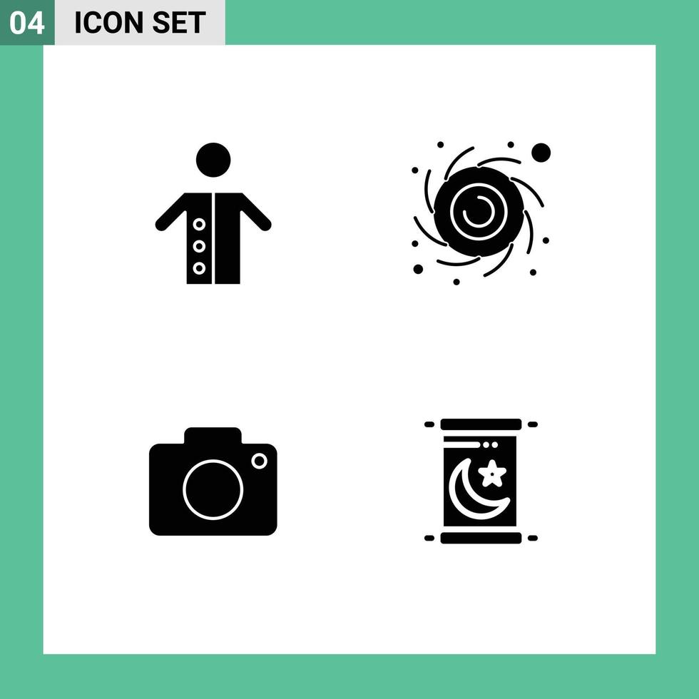 4 Creative Icons Modern Signs and Symbols of monk image preacher black hole camera Editable Vector Design Elements