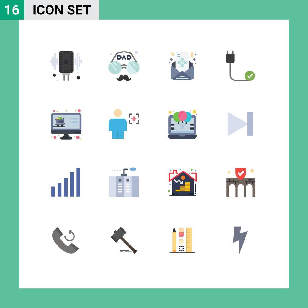 16 Universal Flat Colors Set for Web and Mobile Applications devices connected father computers letter Editable Pack of Creative Vector Design Elements